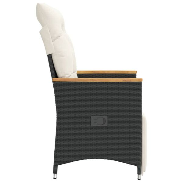 vidaXL Reclining Garden Chairs 2 pcs with Cushions Black Poly Rattan