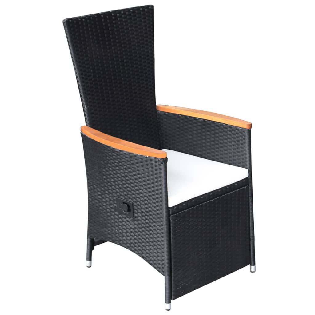 vidaXL Reclining Garden Chairs 2 pcs with Cushions Poly Rattan Black