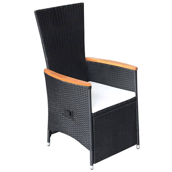 vidaXL Reclining Garden Chairs 2 pcs with Cushions Poly Rattan Black