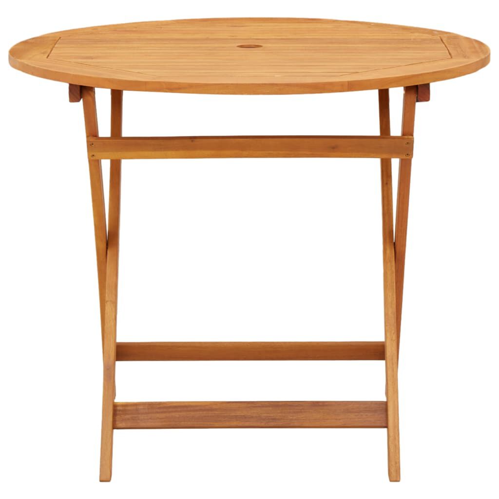 vidaXL Folding Garden Table Ø90x75 cm Solid Eucalyptus Wood