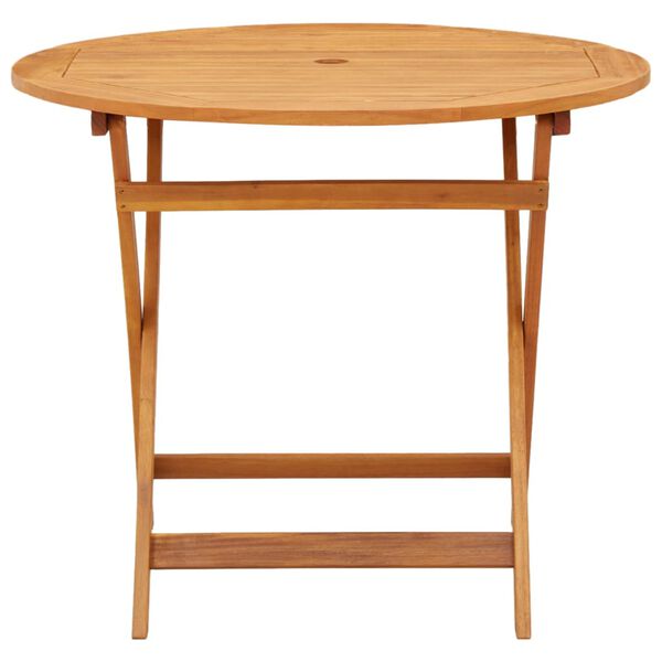 vidaXL Folding Garden Table Ø90x75 cm Solid Eucalyptus Wood