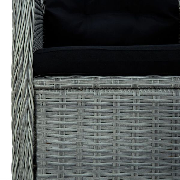 vidaXL 7 Piece Outdoor Dining Set with Cushions Poly Rattan Light Grey