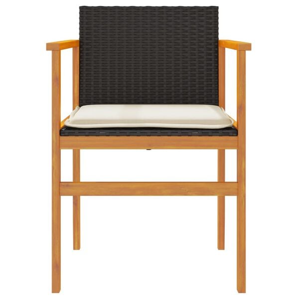 vidaXL Garden Chairs with Cushions 2 pcs Black Poly Rattan&Solid Wood