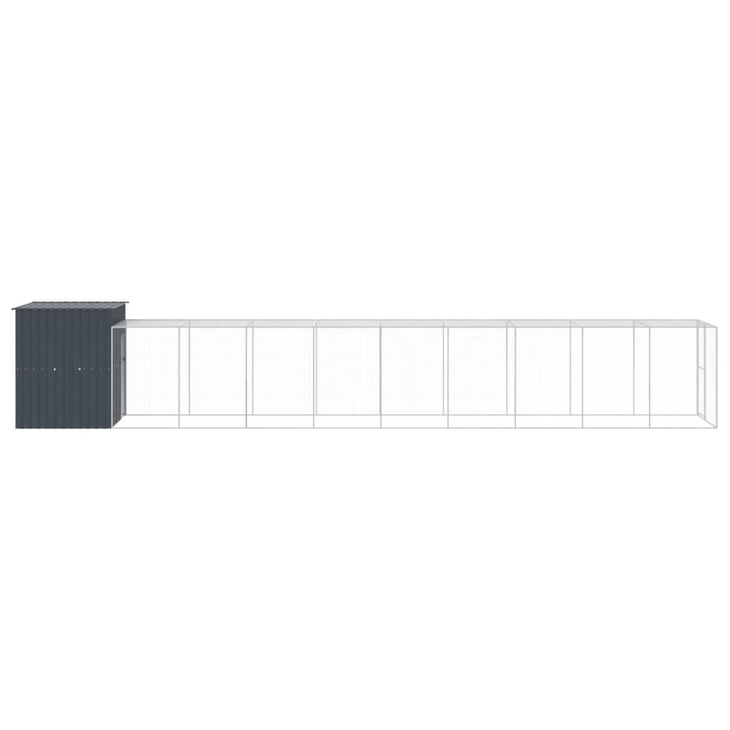 vidaXL Chicken Cage with Run Anthracite 165x1067x181 cm Galvanised Steel