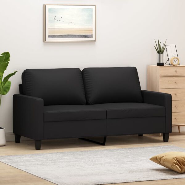 vidaXL 2-Seater Sofa Black 140 cm Faux Leather
