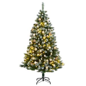 vidaXL Artificial Hinged Christmas Tree 150 LEDs & Ball Set 150 cm