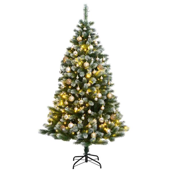 vidaXL Artificial Hinged Christmas Tree 150 LEDs & Ball Set 150 cm