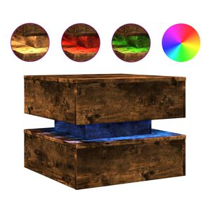 vidaXL Coffee Table with LED Lights Smoked Oak 50x50x40 cm