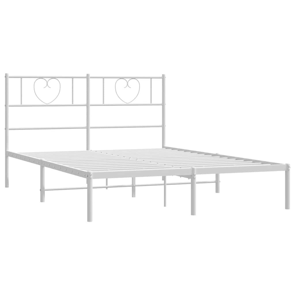 vidaXL Metal Bed Frame without Mattress with Headboard White 150x200cm