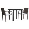 vidaXL 3 Piece Garden Dining Set with Cushions Poly Rattan and Steel