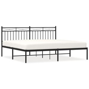 vidaXL Metal Bed Frame without Mattress with Headboard Black 183x213cm