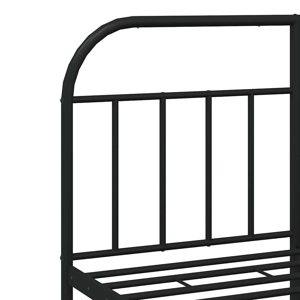 vidaXL Metal Bed Frame without Mattress with Headboard Black 150x200cm