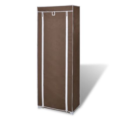 Fabric Shoe Cabinet with Cover 162 x 57 x 29 cm Brown