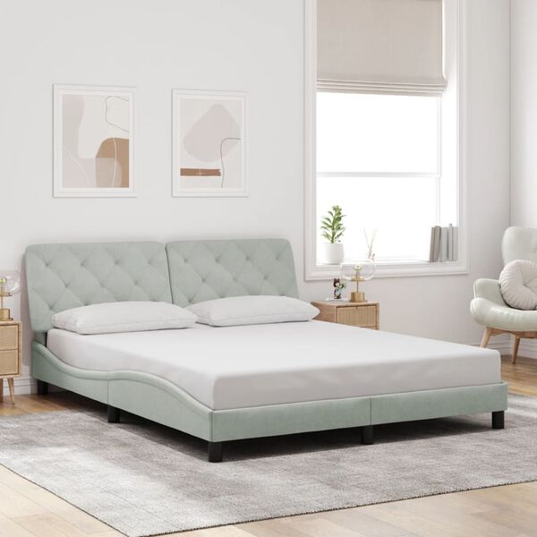 vidaXL Bed Frame without Mattress Light Grey 152x203 cm Queen Velvet