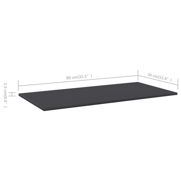 vidaXL Bookshelf Boards 8 pcs Grey 80x30x1.5 cm Engineered Wood