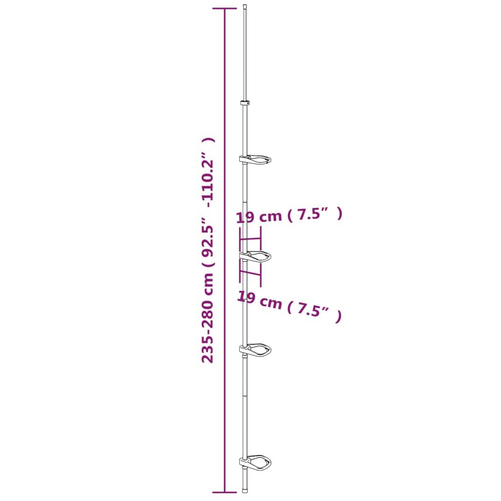 vidaXL 4-Tier Telescopic Shower Corner Shelf Silver Aluminium