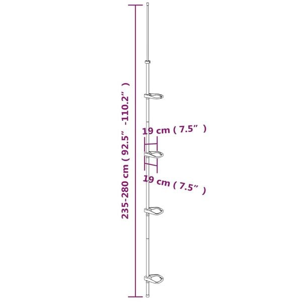 vidaXL 4-Tier Telescopic Shower Corner Shelf Silver Aluminium