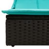 vidaXL Double Sun Lounger with Canopy and Cushions Black Poly Rattan