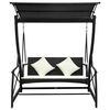 vidaXL 3-Seater Garden Swing Bench with Canopy Poly Rattan Black