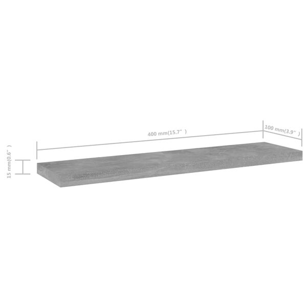 vidaXL Bookshelf Boards 8 pcs Concrete Grey 40x10x1.5 cm Engineered Wood