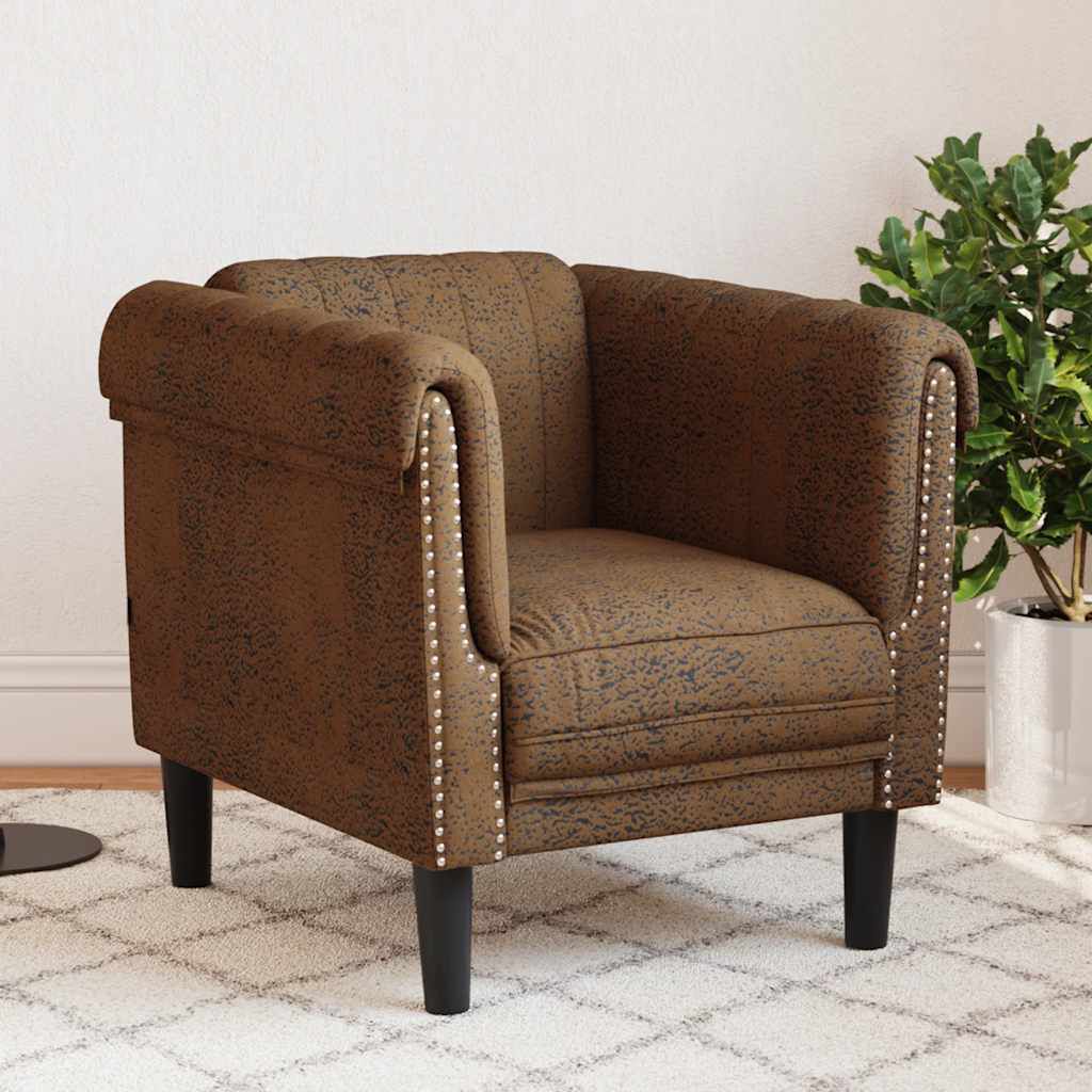 vidaXL Sofa Chair Brown Faux Suede Leather