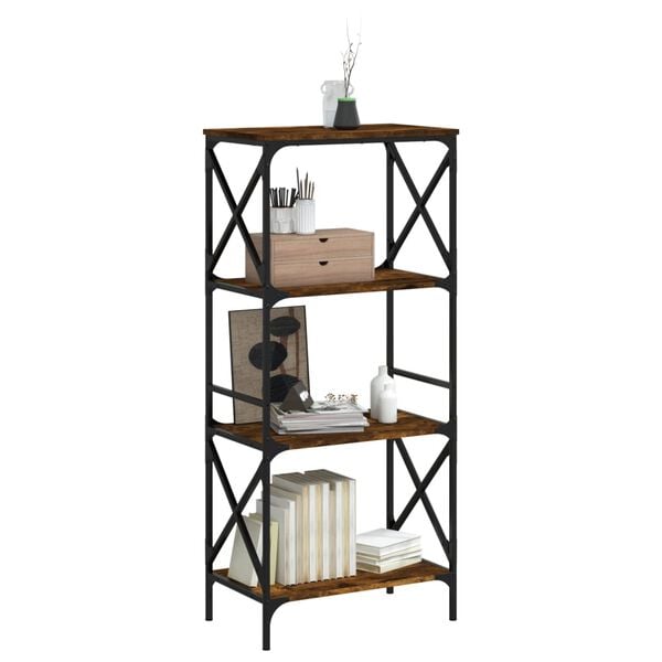 vidaXL Bookcase 4-Tier Smoked Oak 59x35x132 cm Engineered Wood