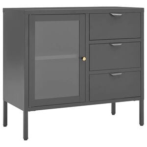 vidaXL Sideboard Anthracite 75x35x70 cm Steel and Tempered Glass