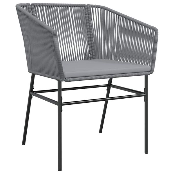 vidaXL 3 Piece Garden Dining Set with Cushions Grey Poly Rattan Glass