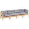 vidaXL 4 Piece Garden Lounge Set with Grey Cushions Solid Pinewood