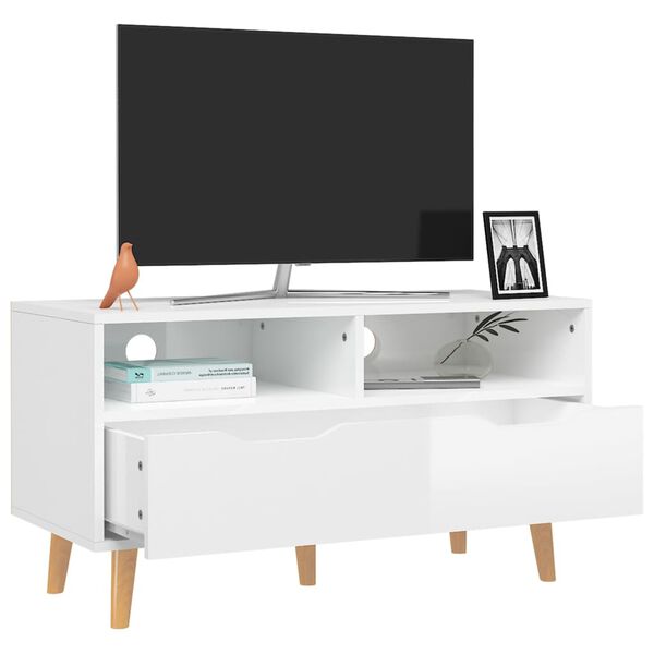 vidaXL TV Cabinet High Gloss White 90x40x48.5 cm Engineered Wood