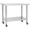 vidaXL Kitchen Work Table with Wheels 100x30x85 cm Stainless Steel