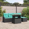 vidaXL Garden Sofa Set with Cushion with Storage 6 pcs Black and blue