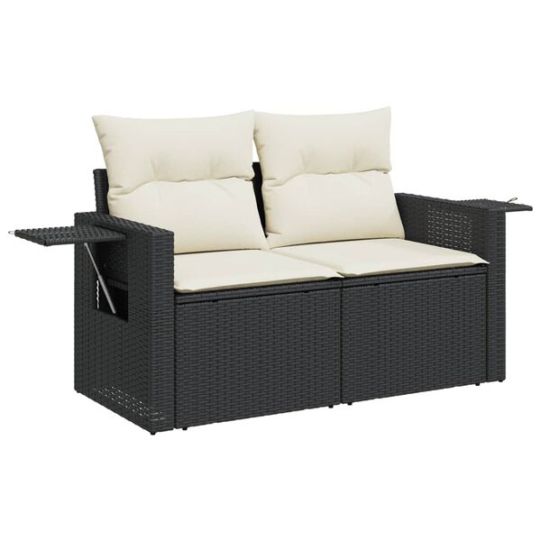 vidaXL 5 Piece Garden Sofa Set with Cushions Black Poly Rattan