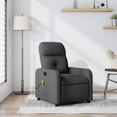 vidaXL Massage Recliner Chair Dark Grey Fabric