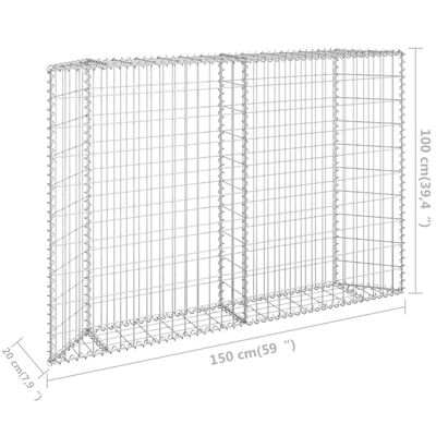 vidaXL Trapezium Gabion Raised Bed Galvanised Steel 150x20x100 cm