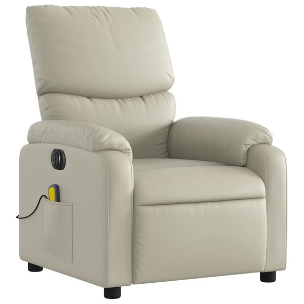 vidaXL Electric Massage Recliner Chair Cream Faux Leather