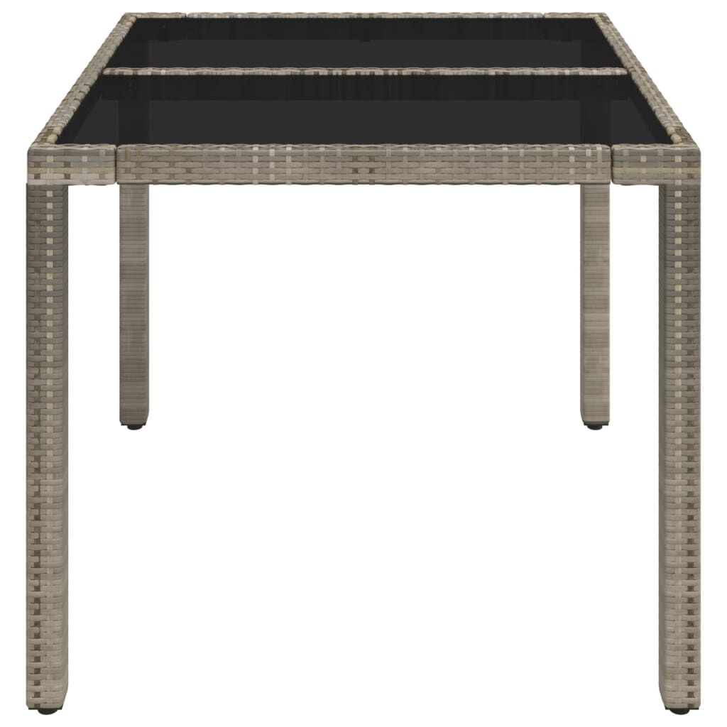 vidaXL Garden Table with Glass Top Grey 90x90x75 cm Poly Rattan
