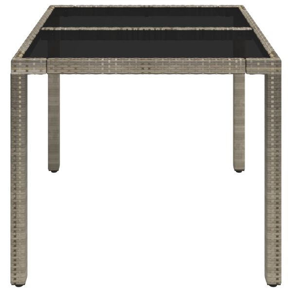 vidaXL Garden Table with Glass Top Grey 90x90x75 cm Poly Rattan