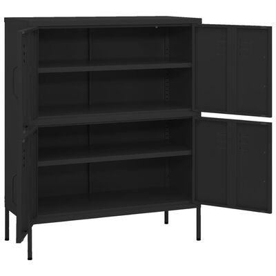 vidaXL Storage Cabinet Black 80x35x101.5 cm Steel