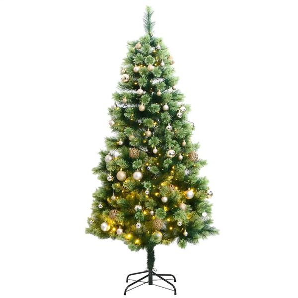 vidaXL Artificial Hinged Christmas Tree 150 LEDs & Ball Set 150 cm