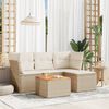 vidaXL 5 Piece Garden Sofa Set with Cushions Beige Poly Rattan