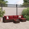 vidaXL 6 Piece Garden Lounge Set with Cushions Brown Poly Rattan