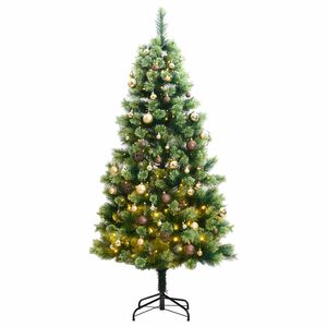 vidaXL Artificial Hinged Christmas Tree 300 LEDs & Ball Set 180 cm