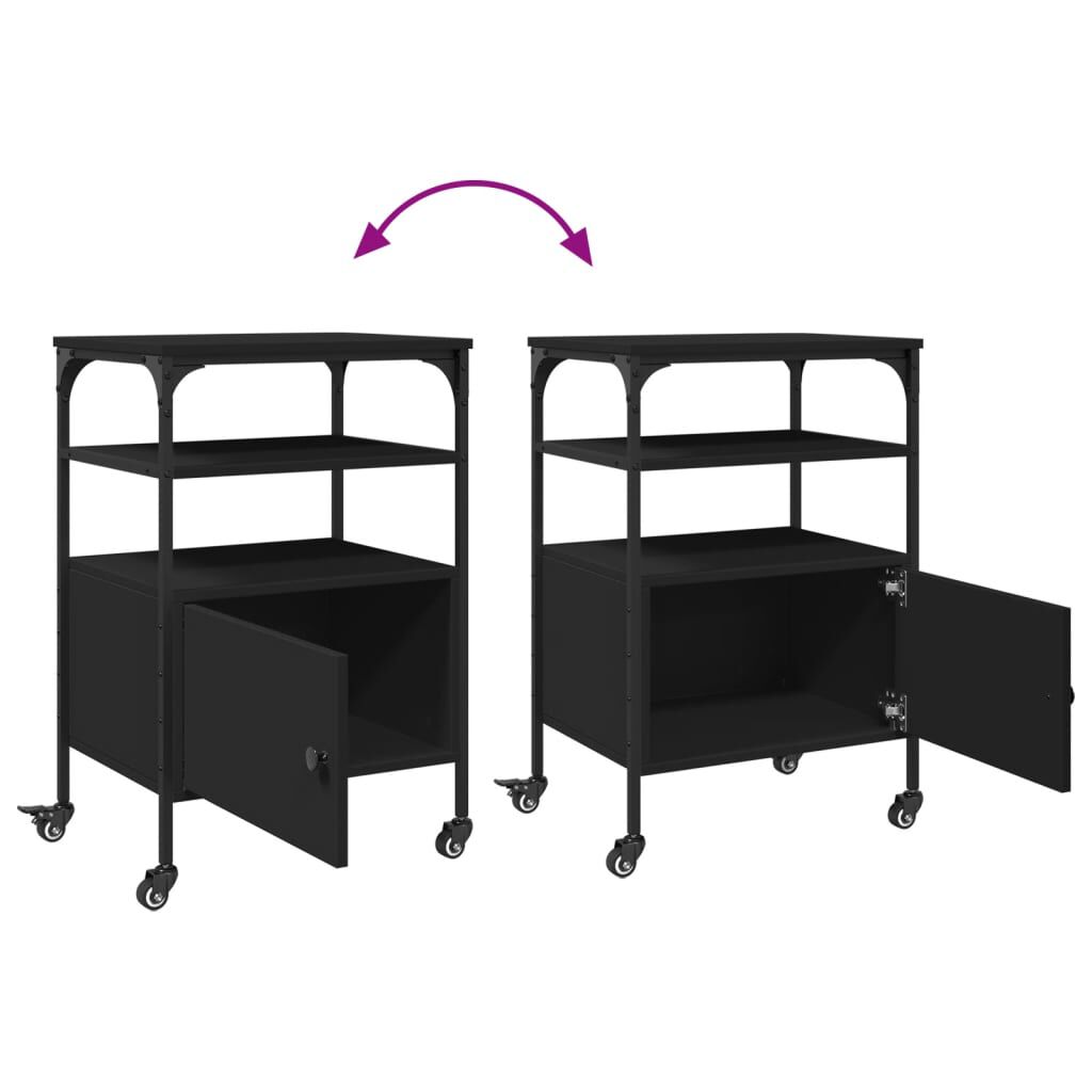 vidaXL Printer Stand 3-Tier Black 50x40x76 cm Engineered Wood