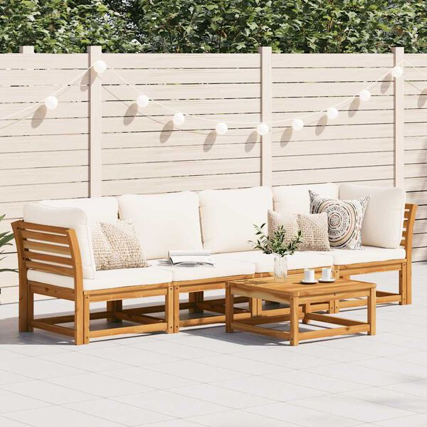vidaXL 4 Piece Garden Lounge Set with Cushions Solid Wood Acacia