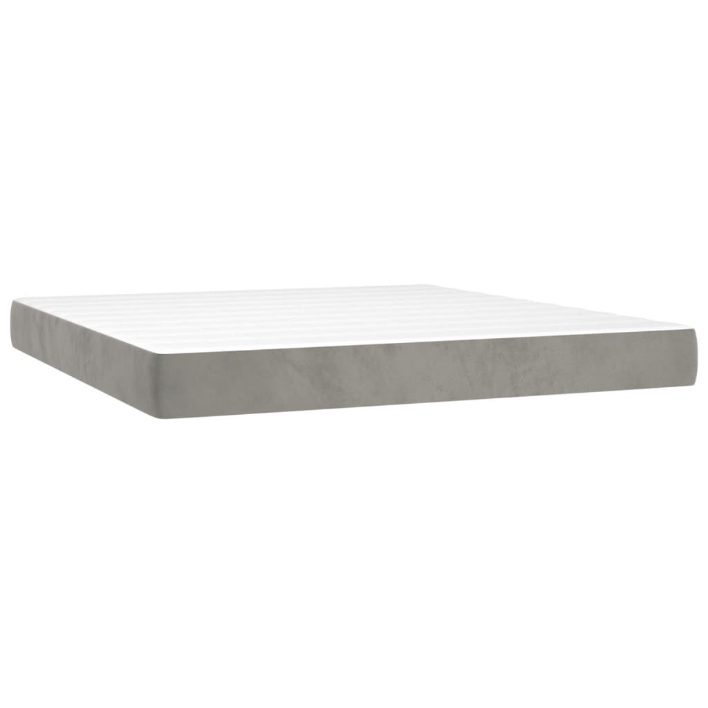 vidaXL Box Spring Bed with Mattress Light Grey 183x213 cm California King Velvet