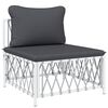 vidaXL 4 Piece Garden Lounge Set with Cushions White Steel