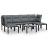 vidaXL 7 Piece Garden Lounge Set Black and Grey Poly Rattan