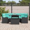 vidaXL Garden Sofa Set with Cushion 7 pcs Black Poly rattan