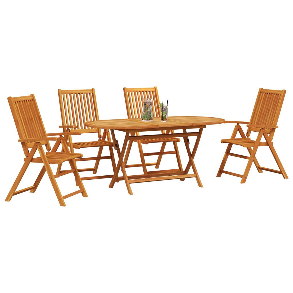 vidaXL Outdoor Dining Set Set of 5 Natural Wood Solid Acacia Wood